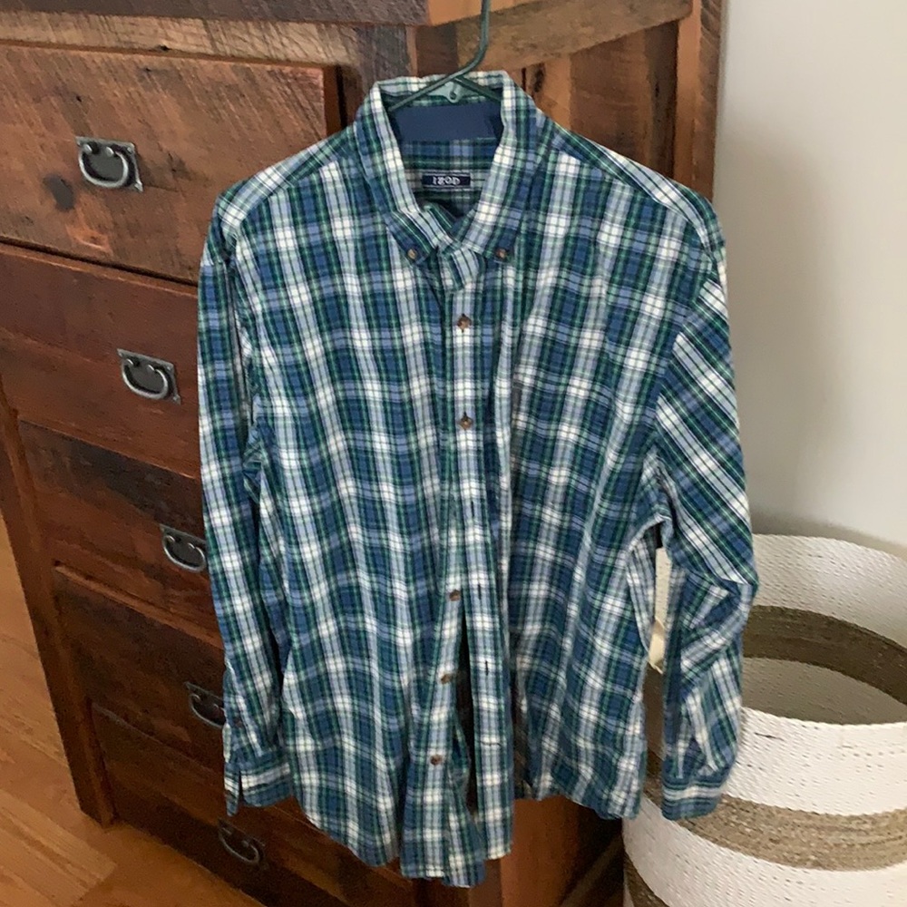 IZOD Men's Green Plaid Shirt